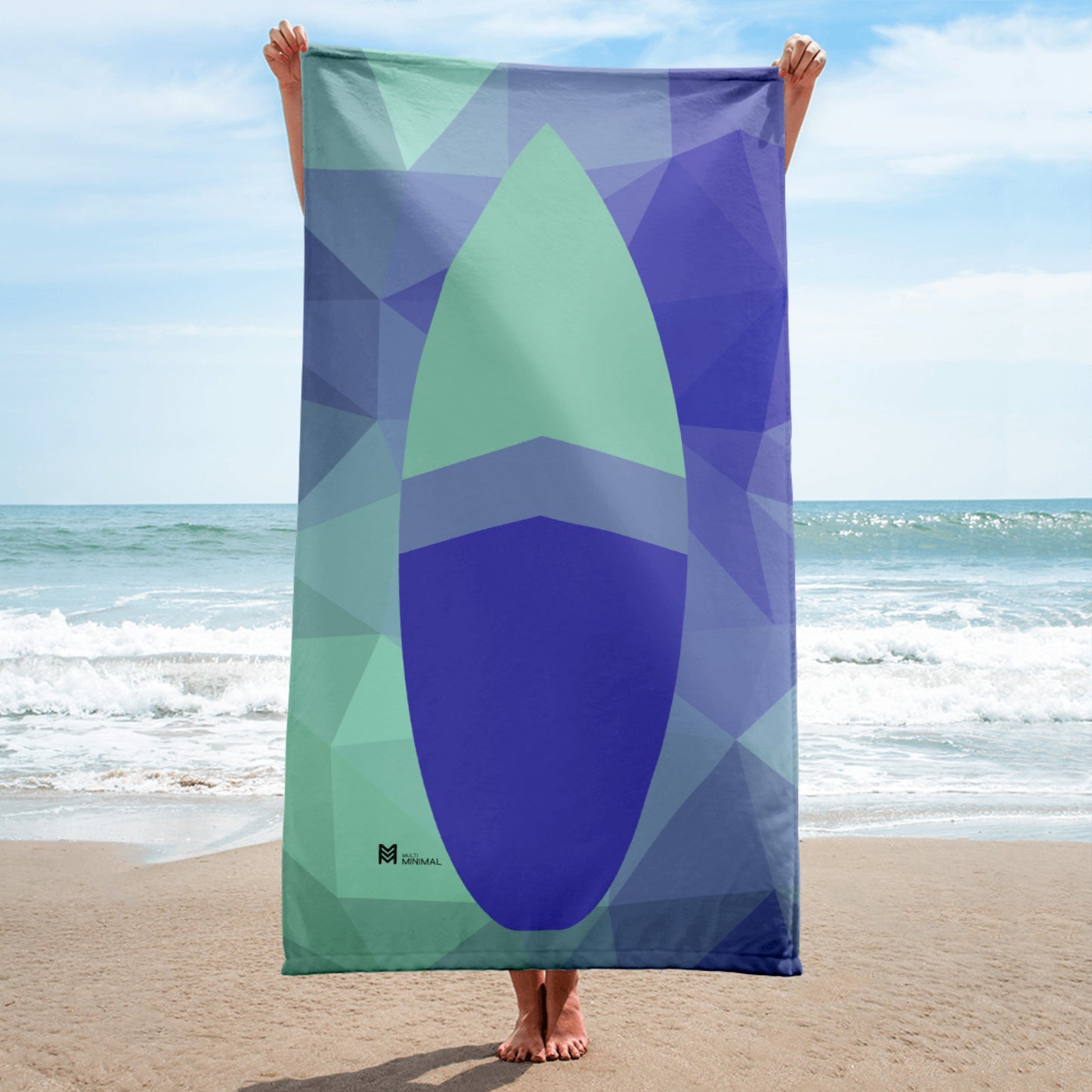 `Surf Pop-up Trainer Towel - Blue Polygon
